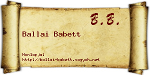 Ballai Babett névjegykártya